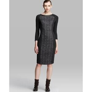 Max Mara Weekend Romina Wool Jersey Dress Houndstooth Long Sleeve Gray, Medium